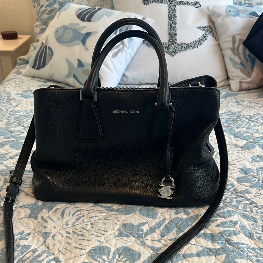 Michael Kors Black Satchel with Silver Accents